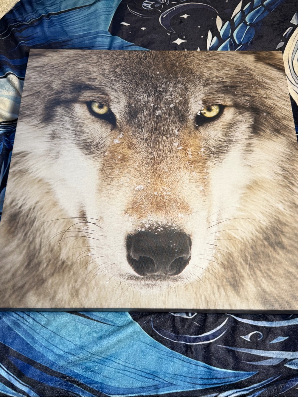 Large Wolf Face Wall Art Print - Neutral Tones